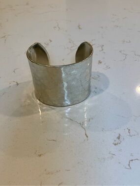 Wide Hammered Silver Cuff Bracelet